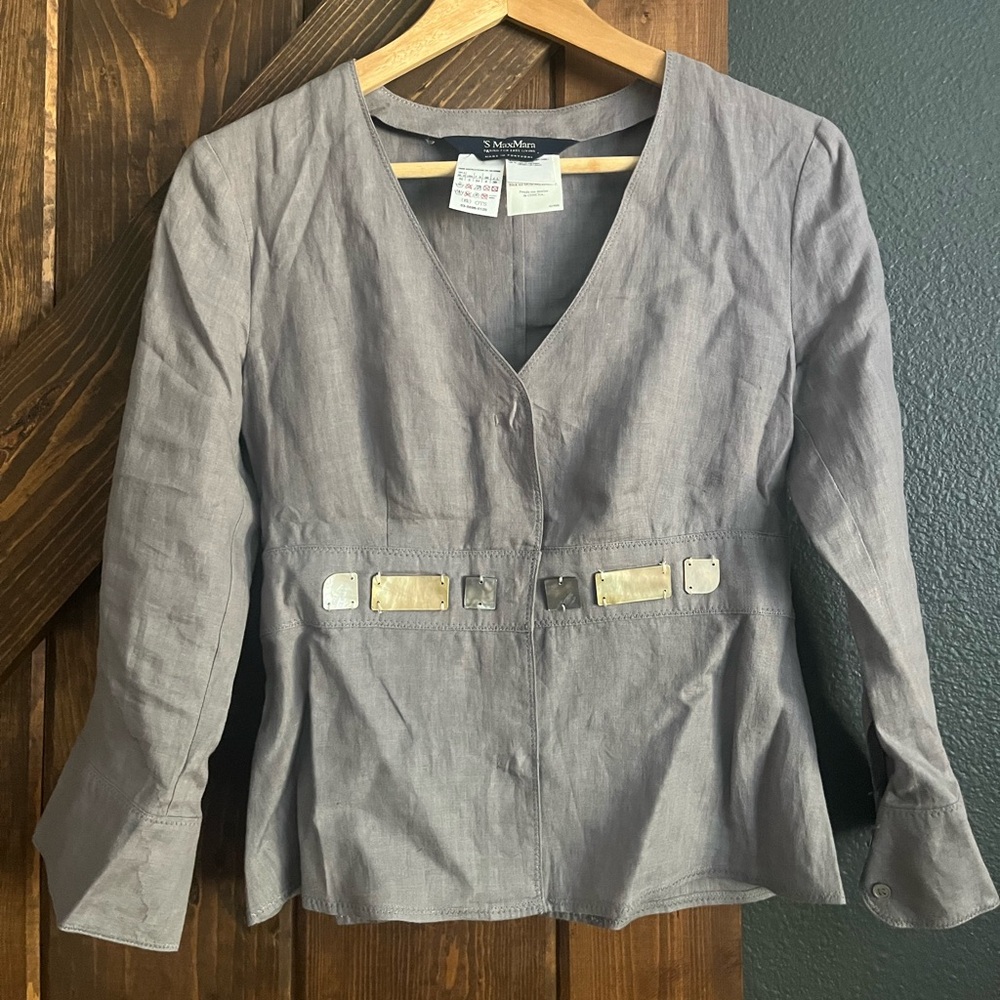 MaxMara Texture Linen Top Blouse Jacket